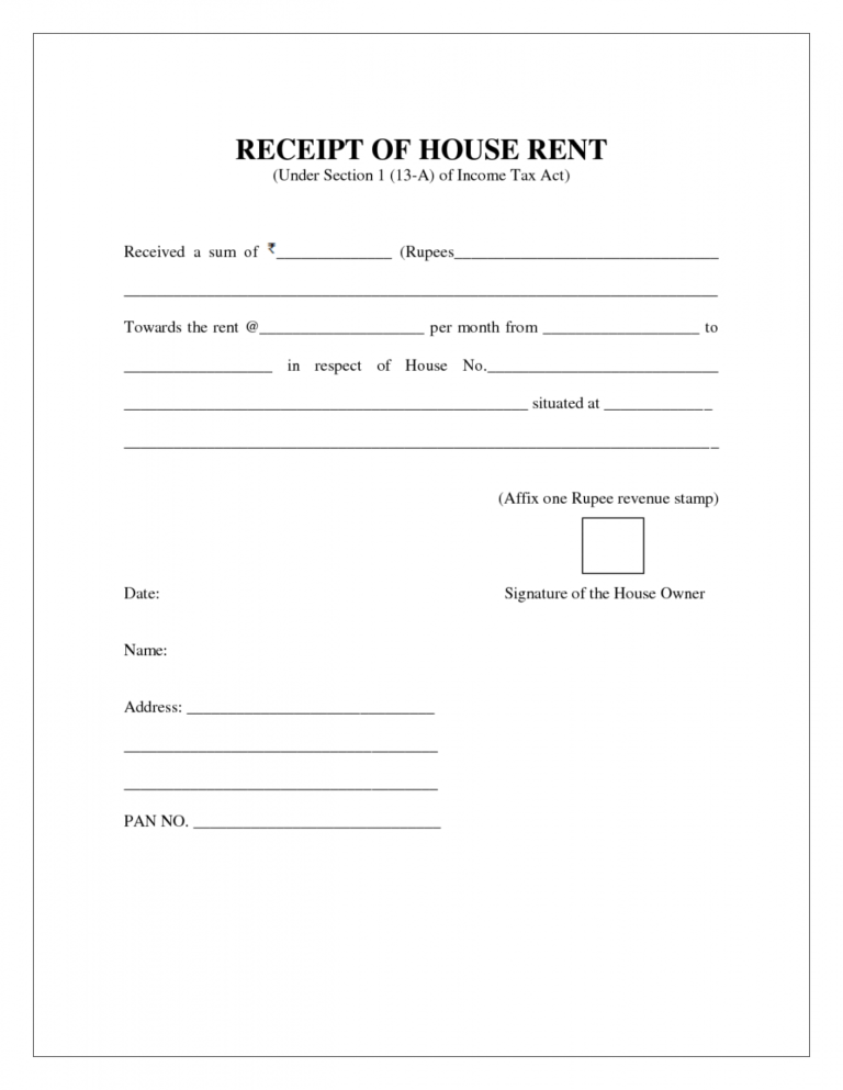 Clever House Rent Receipt Form And Template Sample For Your House Rent 