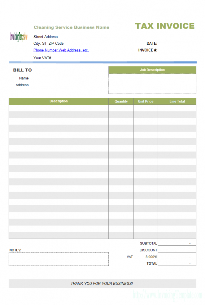 Cleaning Service Receipt Template EmetOnlineBlog