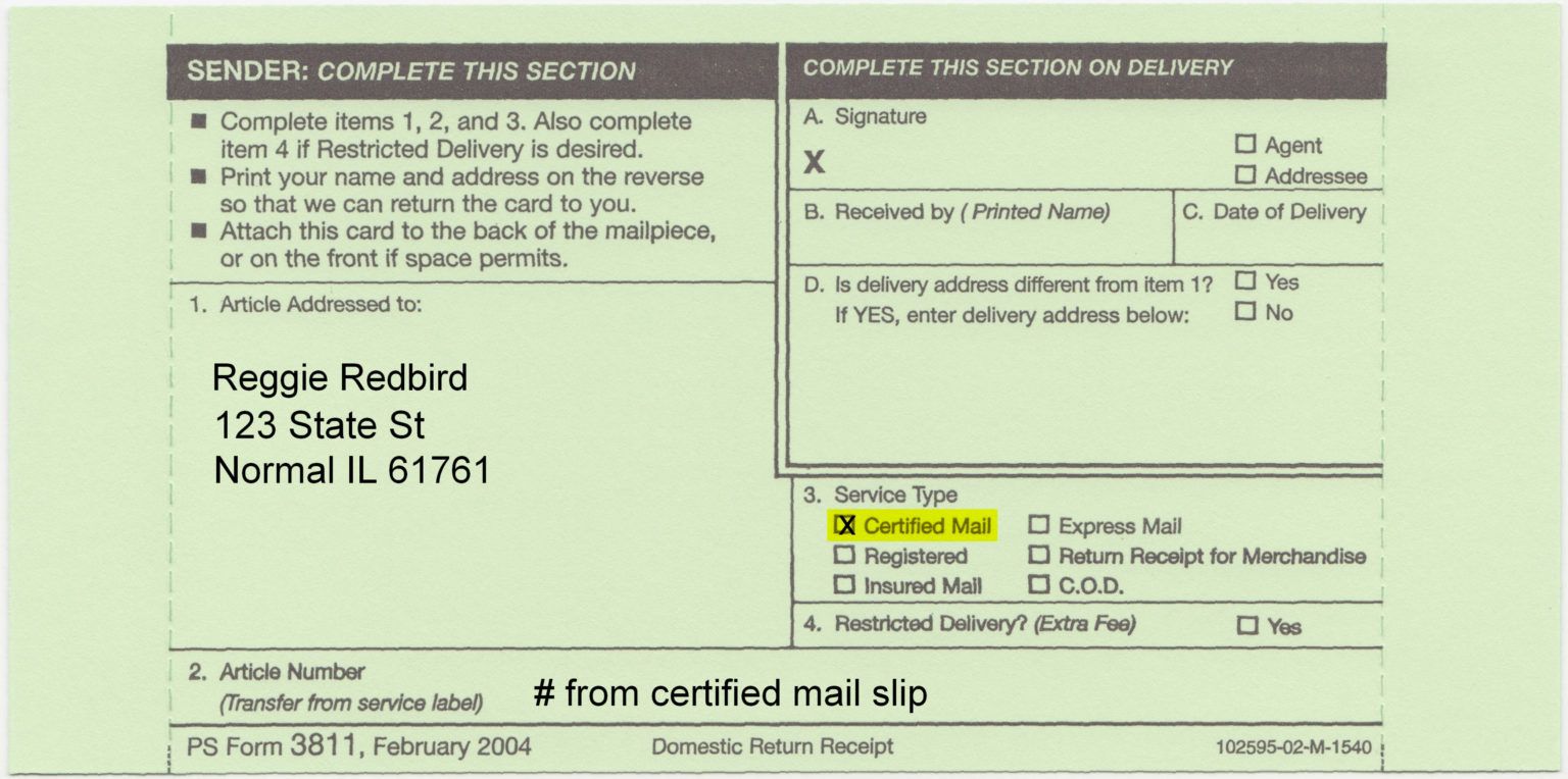 Printable Certified Mail Information Certified Mail Receipt Template