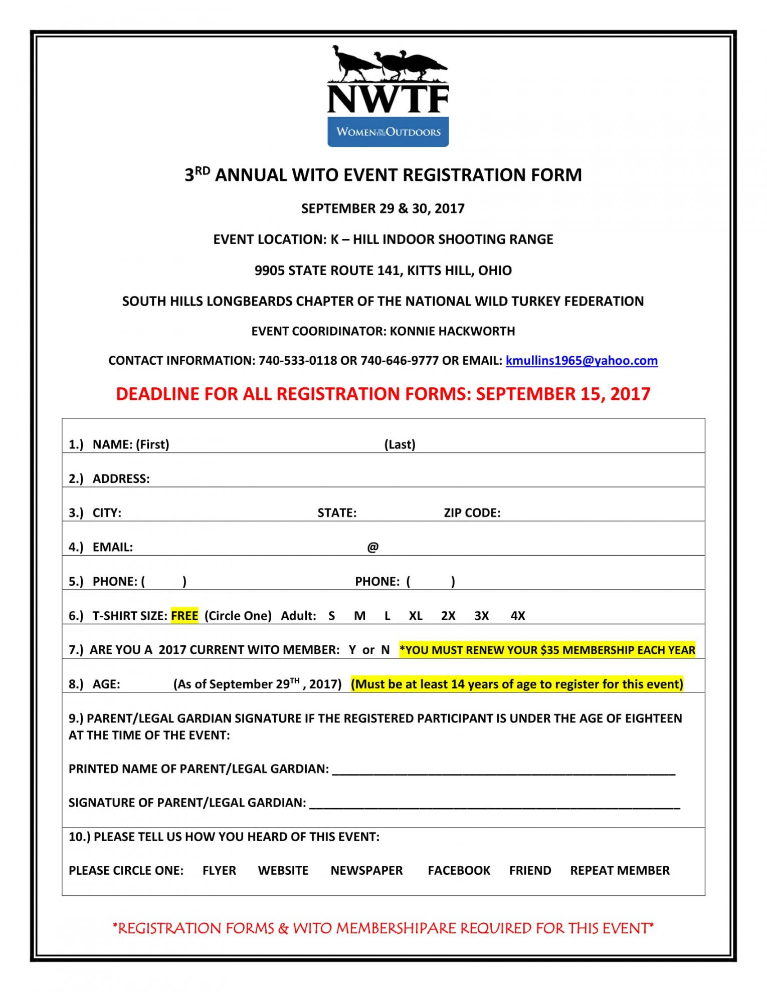 Free Printable Event Registration Form Template Word Printable Forms