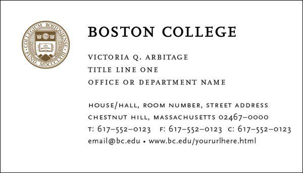 boston college student business cards template