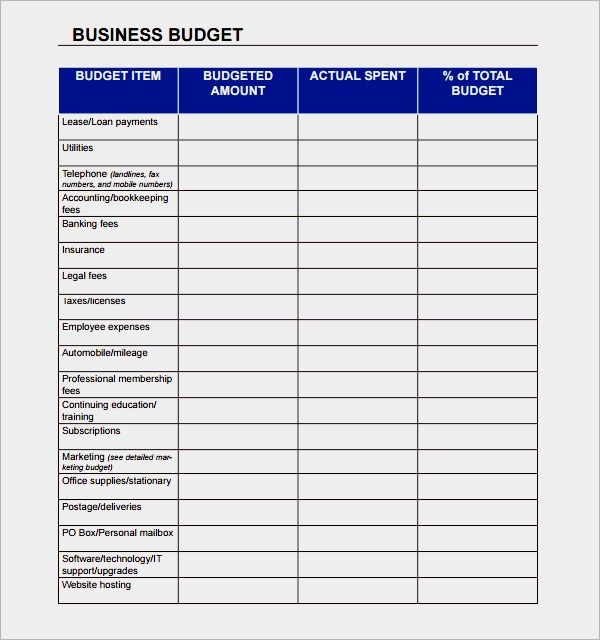 free simple small business budget template