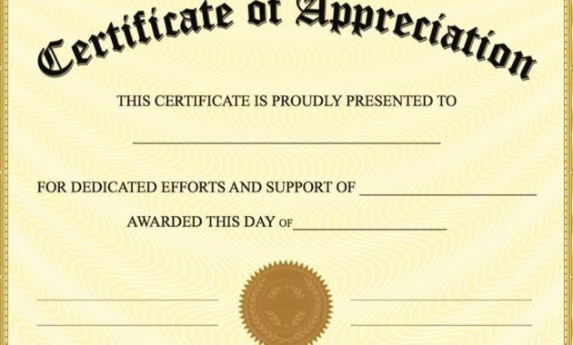 certificate of appreciation template free printable