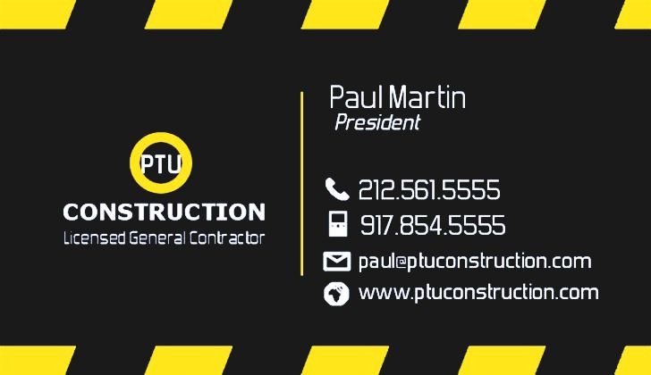 construction company business cards