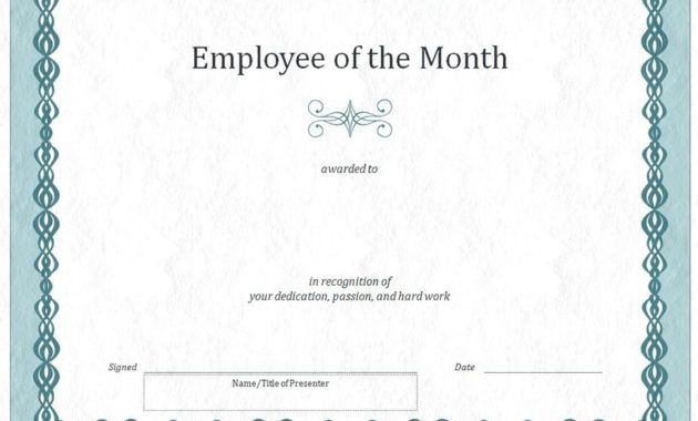 employee of the month certificate template