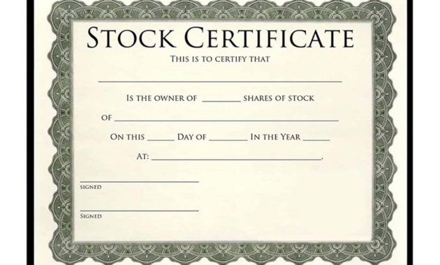 free blank stock certificate template