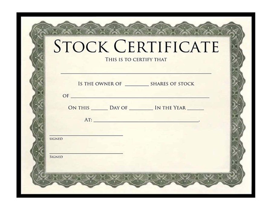 free blank stock certificate template