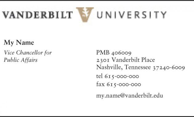 vanderbilt business cards for free