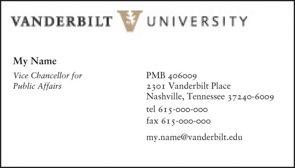 vanderbilt business cards for free