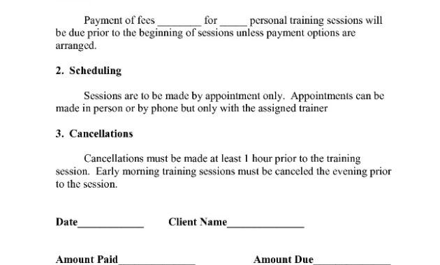 personal trainer contract with gym template