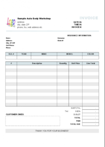 automotive repair invoice template  uniform invoice software auto service receipt template pdf