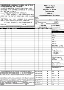editable auto shop invoice template repair microsoft office form pdf auto repair shop receipt template doc