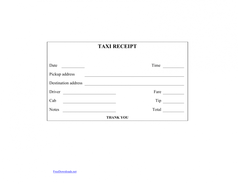 Editable Download Blank Printable Taxicab Receipt Template Excel Pdf ...