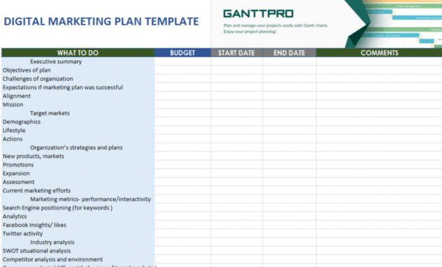 free digital marketing plan template  free download  excel template digital marketing quotation template