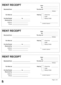 free free rent receipt template  pdf  word  eforms  free fillable forms house rent receipt template doc
