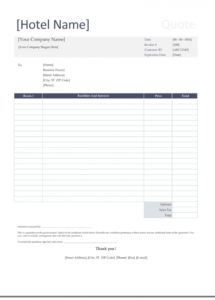 free hotel rate quotation sample  quotation templates  dotxes building quotation templates doc