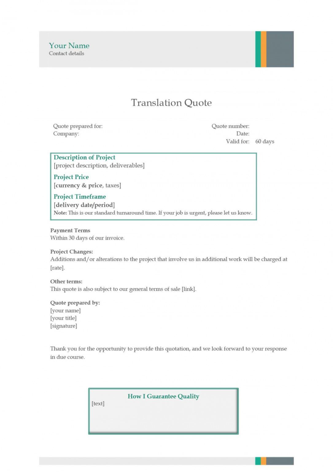 Written Quotation Template | EmetOnlineBlog