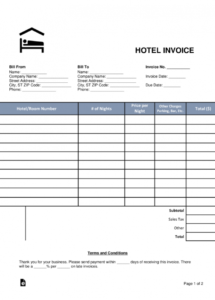 printable free hotel invoice (receipt) template  word  pdf  eforms  free hotel accommodation receipt template sample