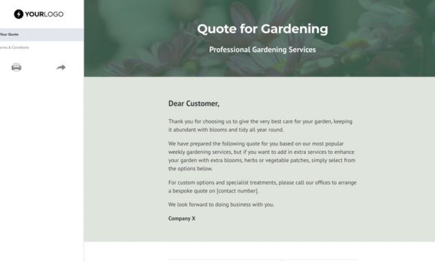 sample of free gardening quote template  better proposals gardening quotation template pdf