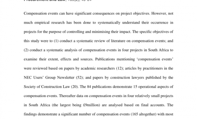 sample of pdf) compensation events in nec3 contracts case studies from south compensation event quotation template pdf