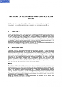 sample of pdf) the views of recording studio control room users recording studio quotation template example
