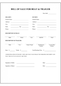 free boat &amp;amp; trailer bill of sale form  download pdf  word boat sale receipt template