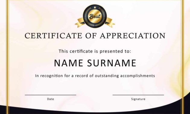 free 30 free certificate of appreciation templates and letters template certificate of appreciation samples