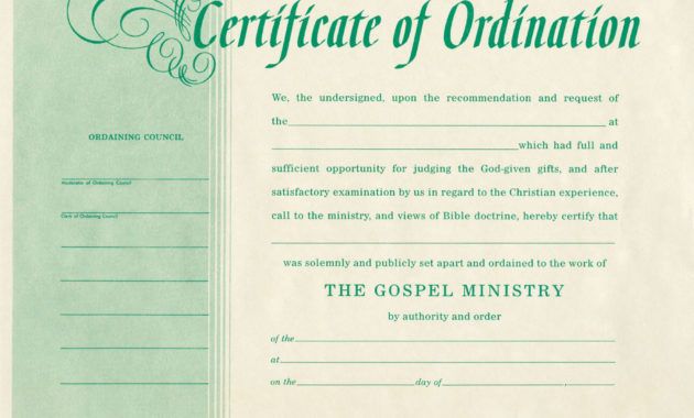 free blank certificate of ordination  ordination for minister elder ordination certificate template doc