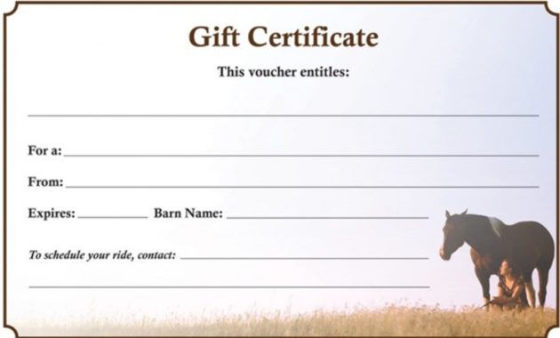 free downloadable gift certificate  the 1 resource for horse farms horseback riding gift certificate template samples