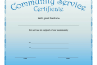 free printable community service certificate  free download community service certificate template