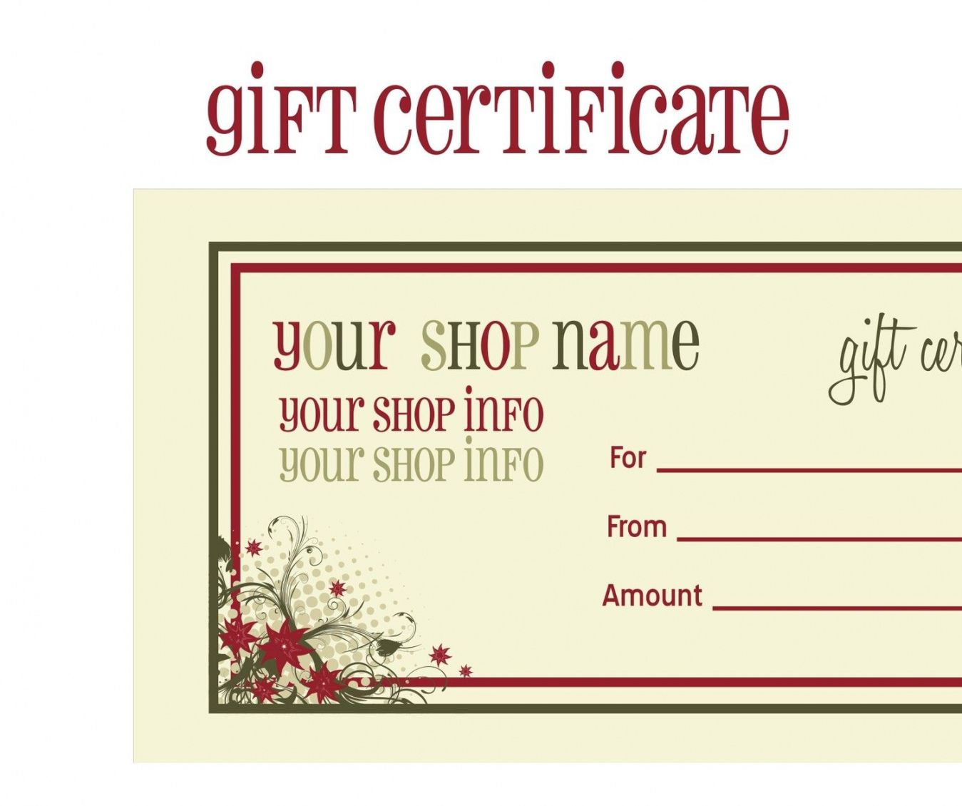 free printable+christmas+gift+certificate+template  massage certificate tattoo gift certificate template free pdf