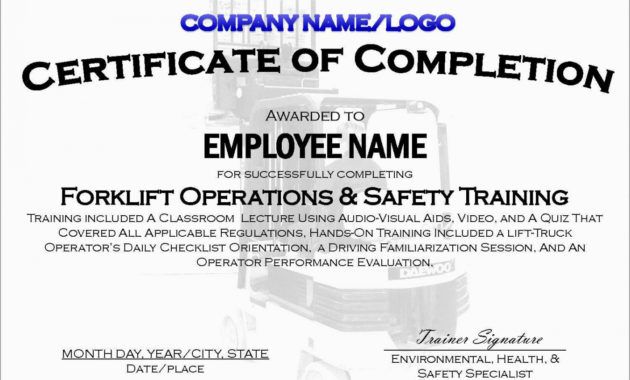 free beautiful forklift certification card template free  best of template forklift certification certificate template