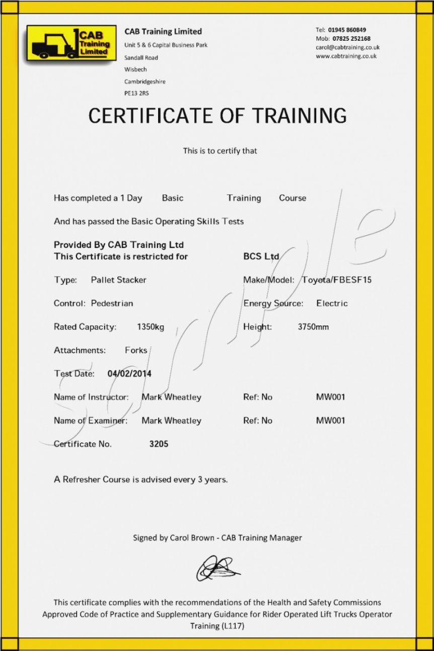 free forklift training certificate template kenicandlecomfortzone forklift certification certificate template samples