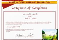 printable free premarital counseling certificate of completion template catholic marriage certificate template pdf