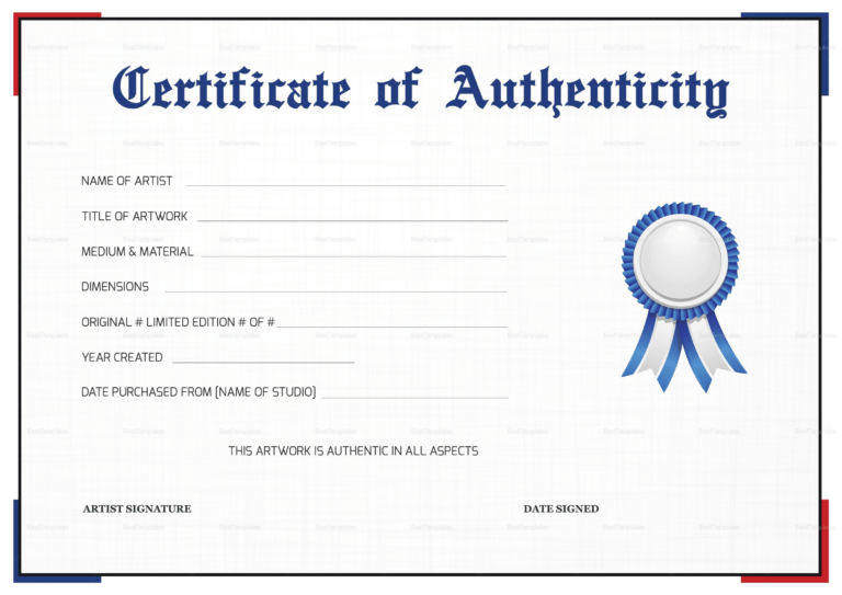Free 011 Certificate Of Authenticity Artwork Template Resume Art ...