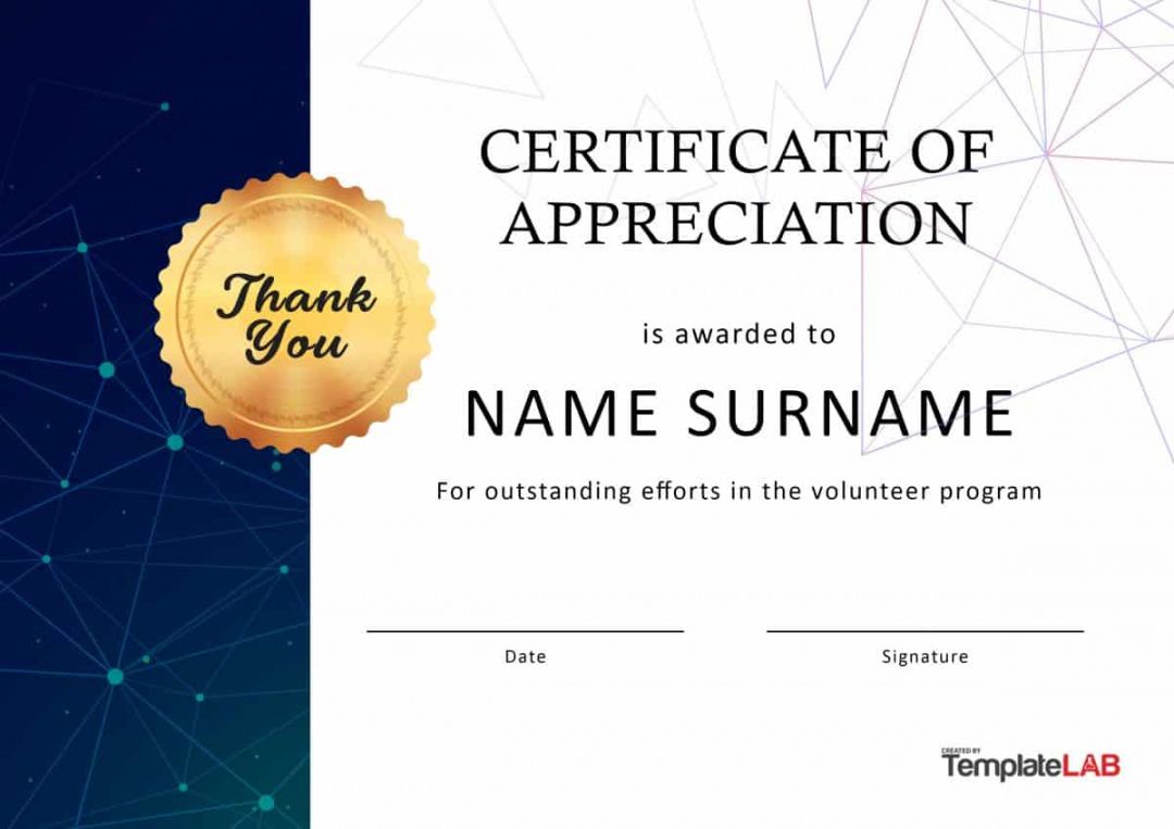 free 30 free certificate of appreciation templates and letters volunteer recognition certificate template examples