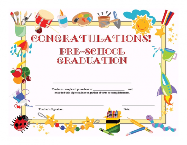 Free Preschool Graduation Certificate Template Free School Sunday ...