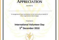 free volunteer appreciation certificate templatecertification of volunteer recognition certificate template pdf