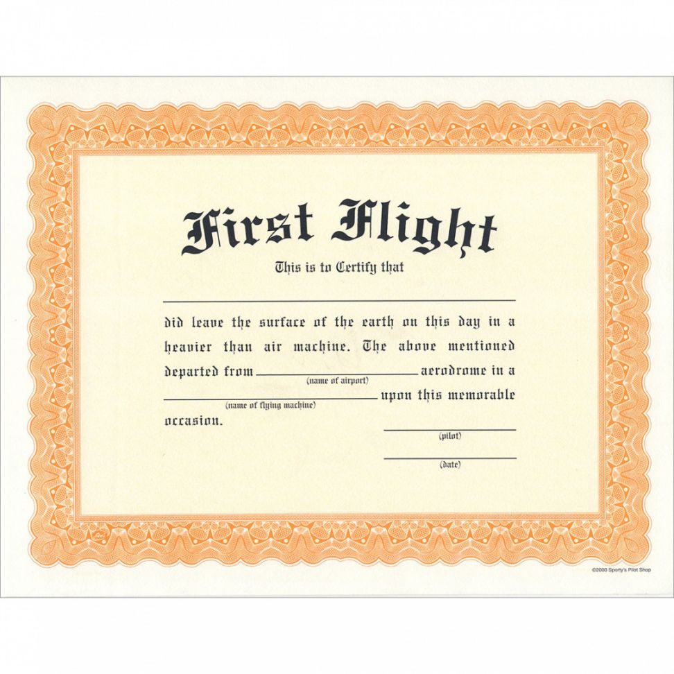 printable first flight certificate from sporty&amp;#039;s pilot shop flag flying flag flying certificate template doc
