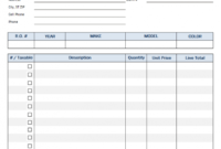 auto repair invoice template auto mechanic receipt template sample