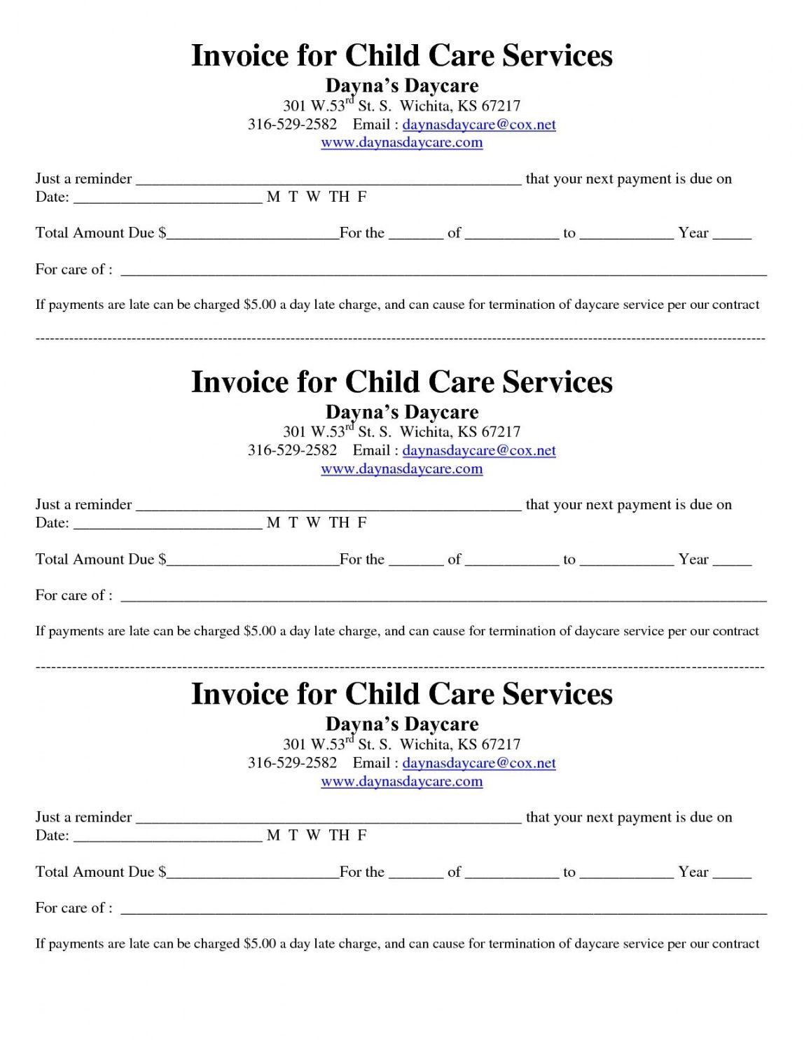 daily life in your day care  daycare forms childcare child care receipt template pdf