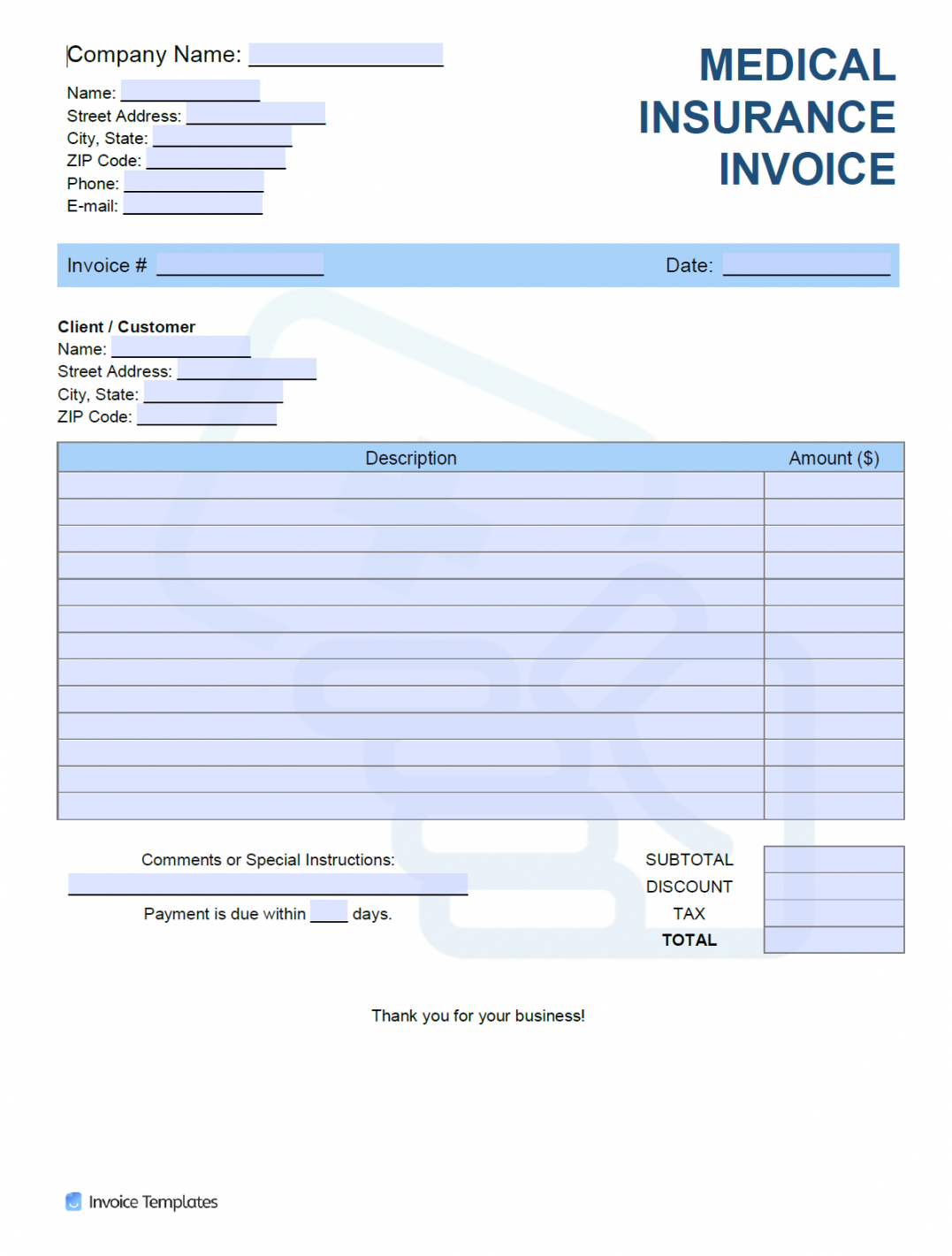 Editable Free Medical Insurance Invoice Template Pdf Word Excel Medical