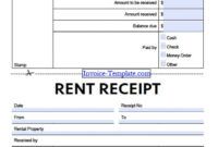 editable free monthly rent lease receipt template  pdf  word  excel rental income receipt template pdf