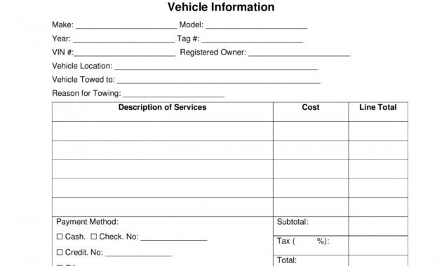 editable free vehicle towing receipt template  word  pdf  eforms towing company receipt template doc