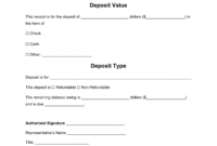 free deposit receipt templates  word  pdf  eforms  free cash deposit receipt template sample