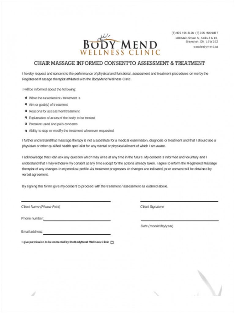 Free Free 14+ Massage Consent Forms In Pdf Ms Word Massage Therapy 