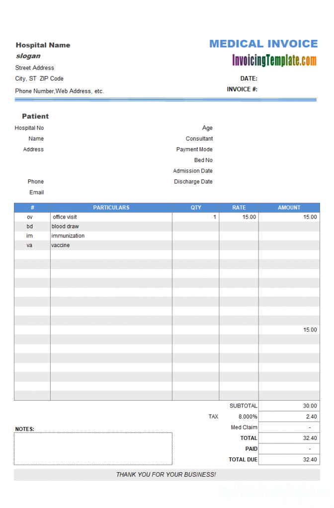medical billing format pharmacy receipt template sample