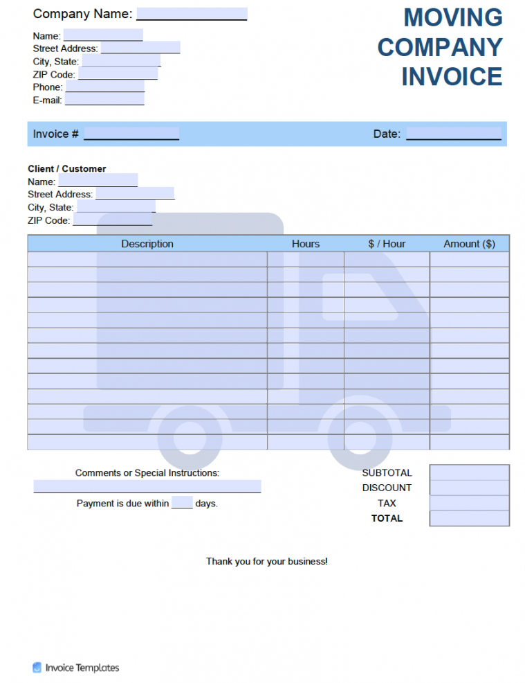 printable free moving company invoice template  pdf  word  excel limited company receipt template sample