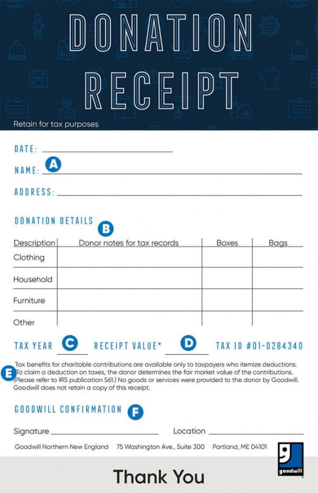 Printable How To Fill Out A Goodwill Donation Tax Receipt Goodwill Nne