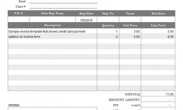 printable invoice template with credit card payment option credit card transaction receipt template pdf